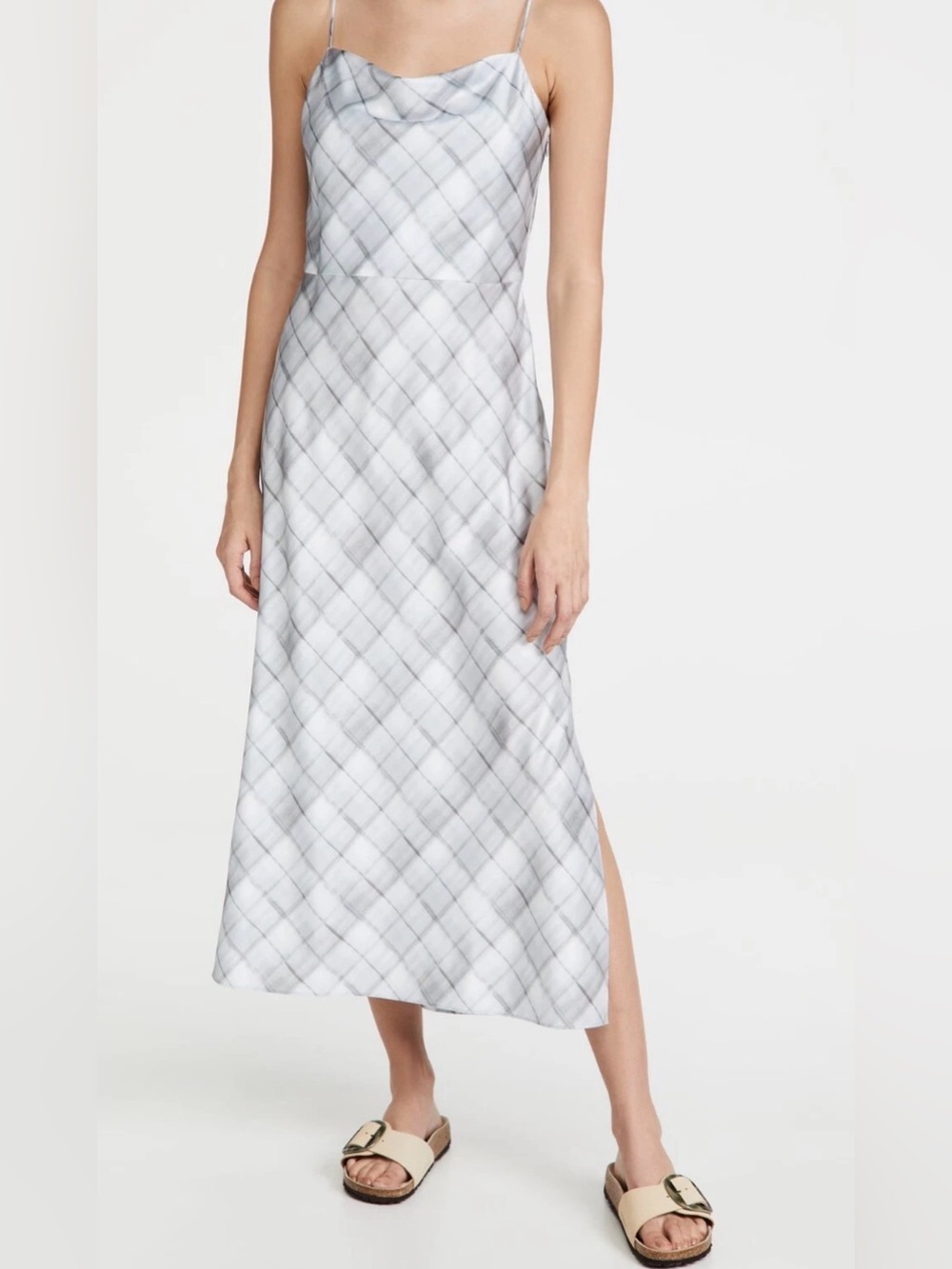 Nwot Vince Hazy Plaid Midi Cami Dress Sz 8